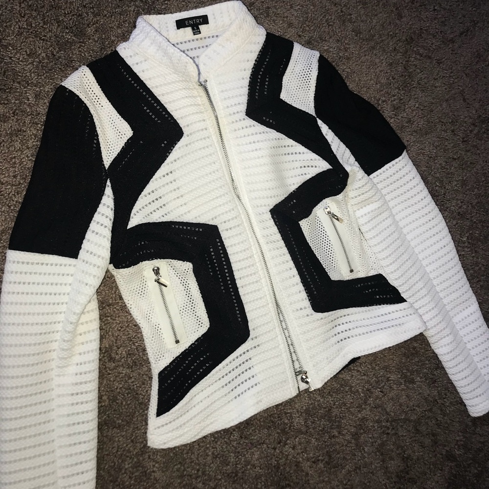 White and black light weight Jacket (Never Worn)